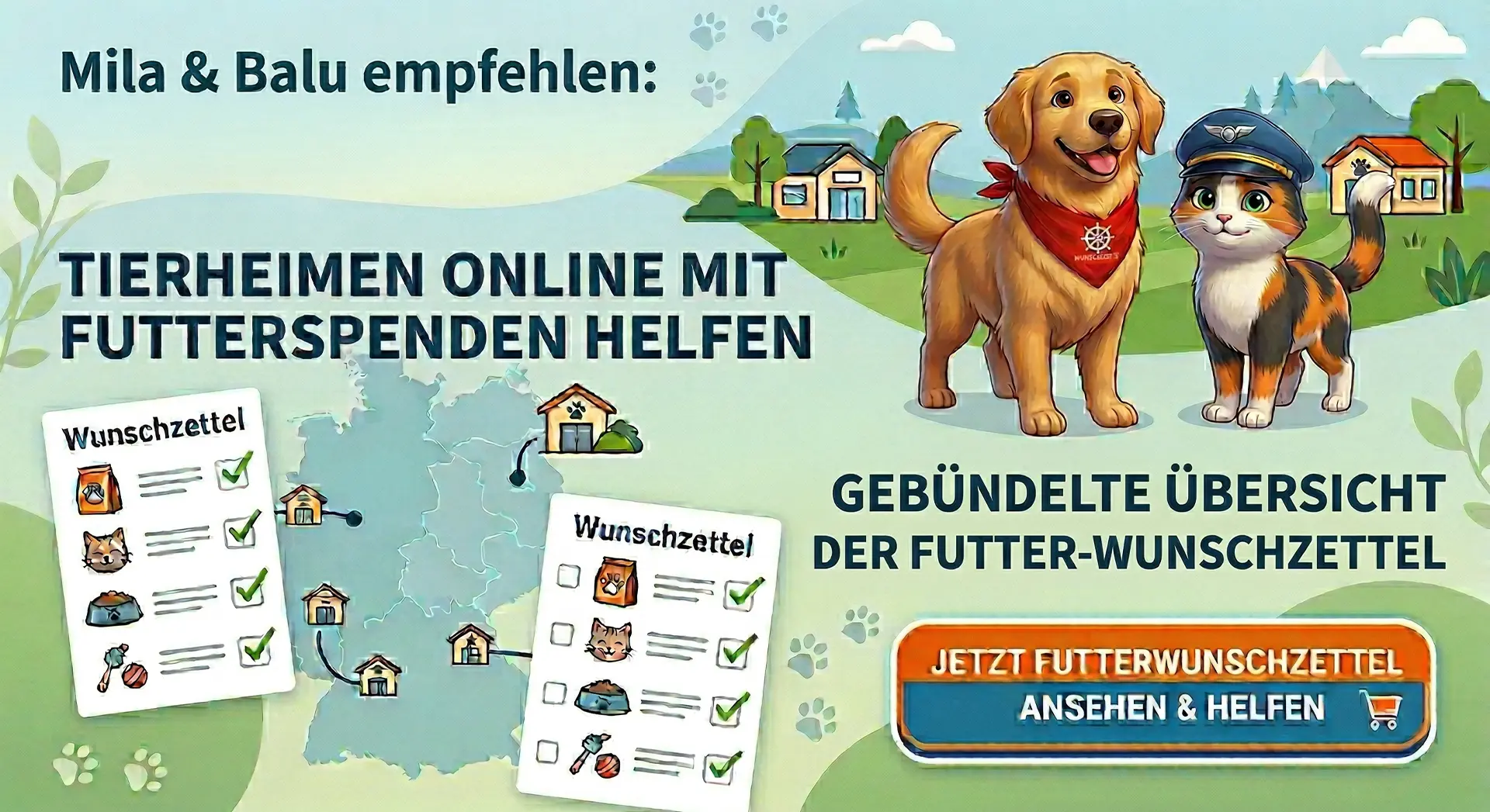 Spende von Hunde- und Katzenfutter an ein lokales Tierheim in Deutschland zur Unterstützung der täglichen Versorgung.