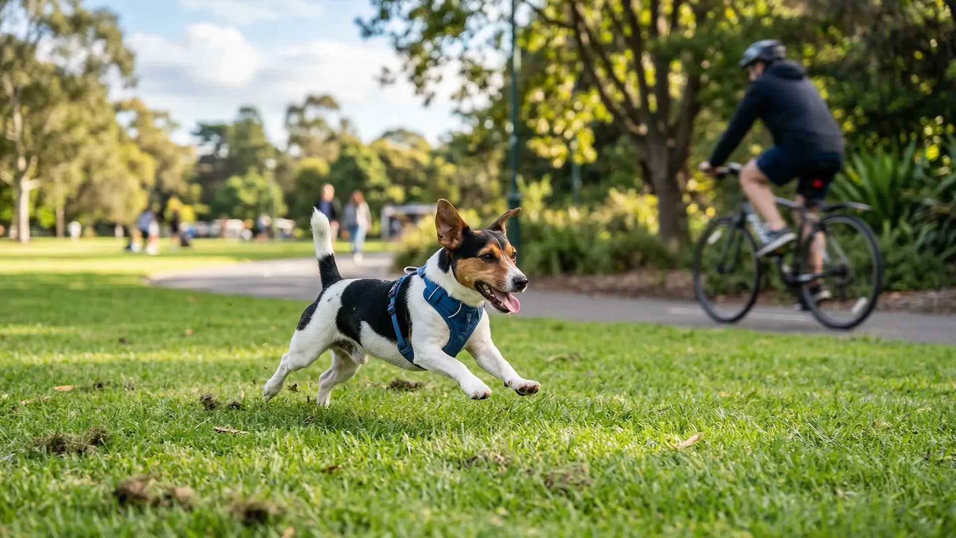 Jack Russell Terrier rennt über eine Wiese
